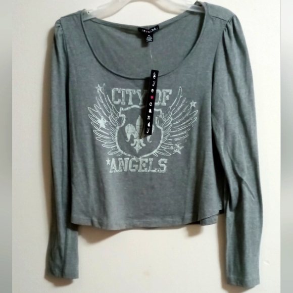 NWOT eye candy long sleeve crop tee top XL gray - Picture 1 of 4